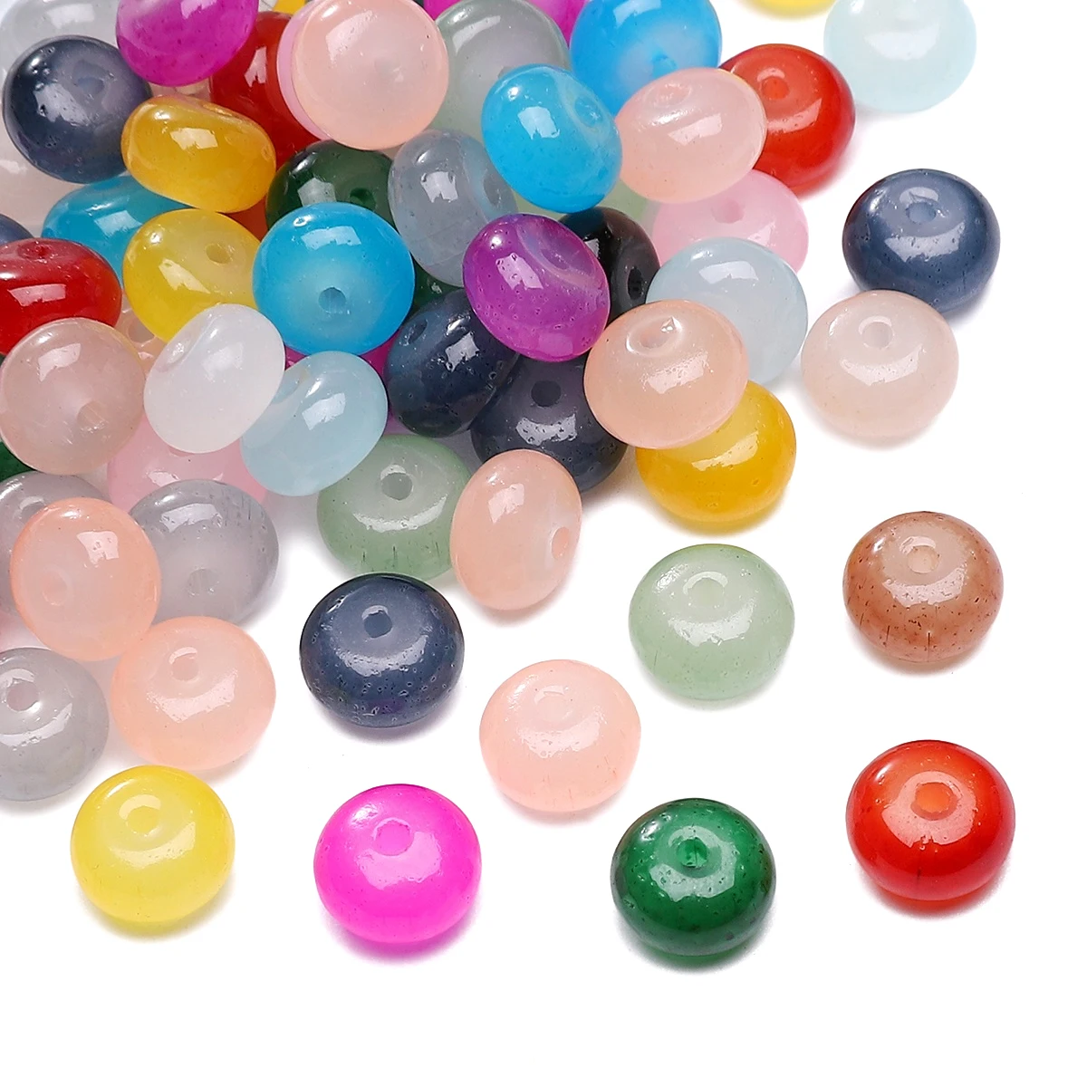 Стеклянные бусины с имитацией нефрита 8x5 мм 25/50 шт