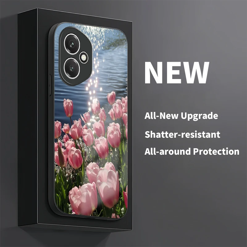 Фото Чехол для телефона с цветочным узором тюльпана для Huawei Honor 400 Lite 90 70 50 Lite 30 20 20S 300 Pro 200 Smart Tempered Glass Cover №3