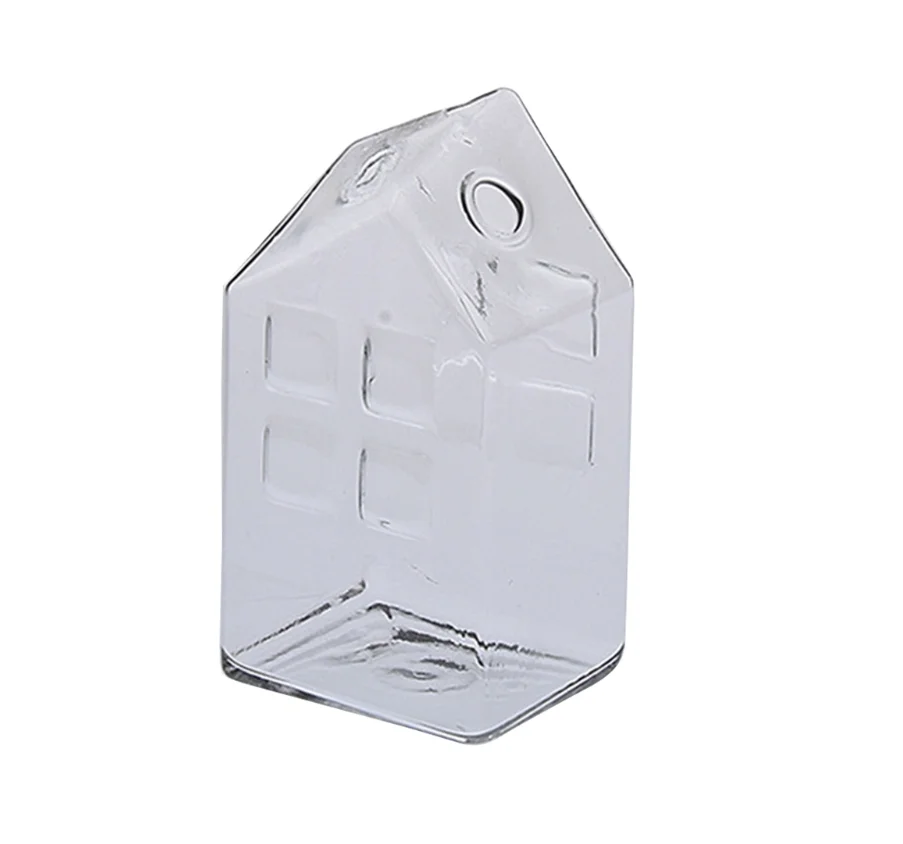

House Shape Glass Vase Flower Pot Flower Basket Flower Vase Decoration Home Nordic Decoration Dried Flower Hydroponic M68E