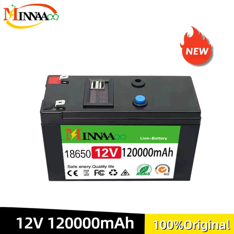 

Minnaao New 12V 12Ah Portable Original Rechargeable Battery Built-in 5V 2.1A USB Power Display Charging Port with +12.6V Charger