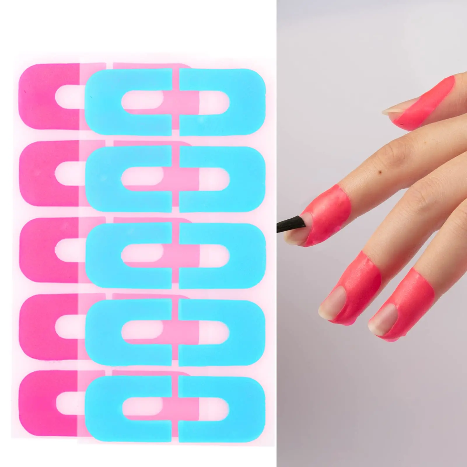 

10 Nail Polish Protector Disposable Peel Off Sticker, Nail Care Products Edge Nail Guides Template, U-Shape Tape Spill-Proof