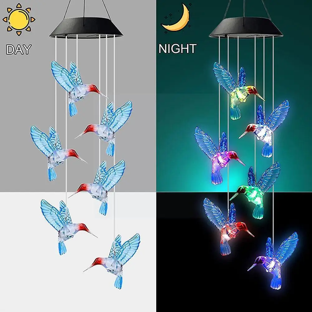 

Solar Flame Bird Wind Chime Led Lights Spinners Spiral Garden Hanging Decoration Wall Outdoor Color String 3 P9l3