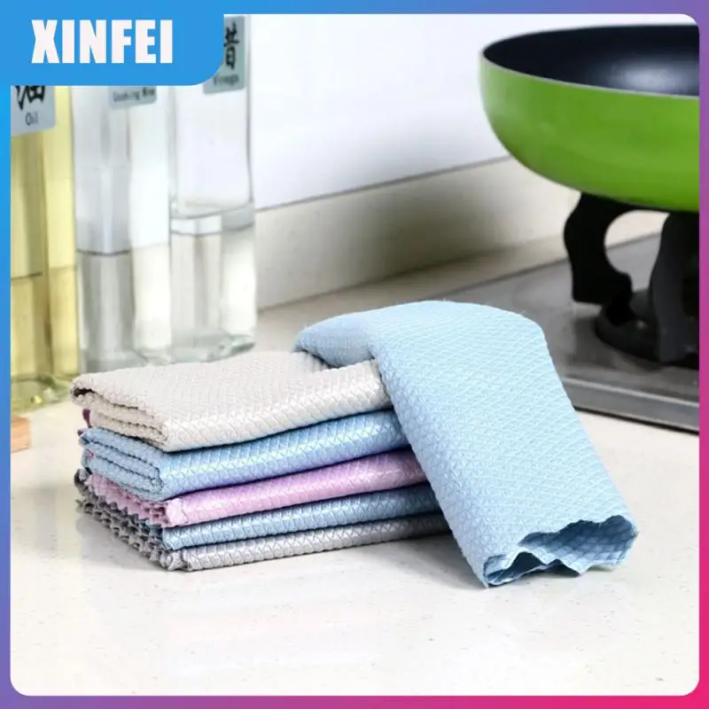 

Reusable Kitchen Dishwashing Cloth Absorbable Efficient Cleaning Cloth Polishing Microfiber Wiping Rags Anti-grease Dishcloth