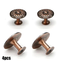4pcs 3225mm antique knob zinc alloy drawer cabinet trim knob red bronze round handle furniture accessories