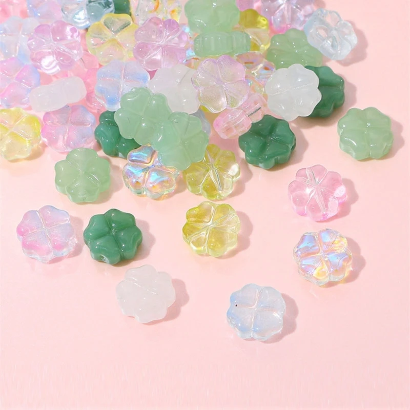 20 шт. разноцветные стеклянные глазурные клеверы очаровательные плоские