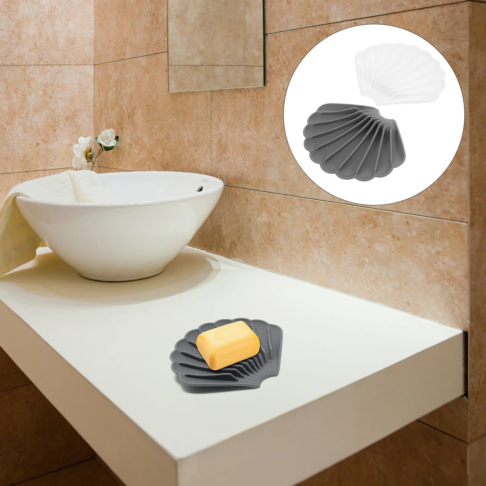 

2 Pcs Sponge Holder Soap Draining Dish Tray Storage Soft Rubber Container Bar Silica Gel Self-draining Bathroom Supply