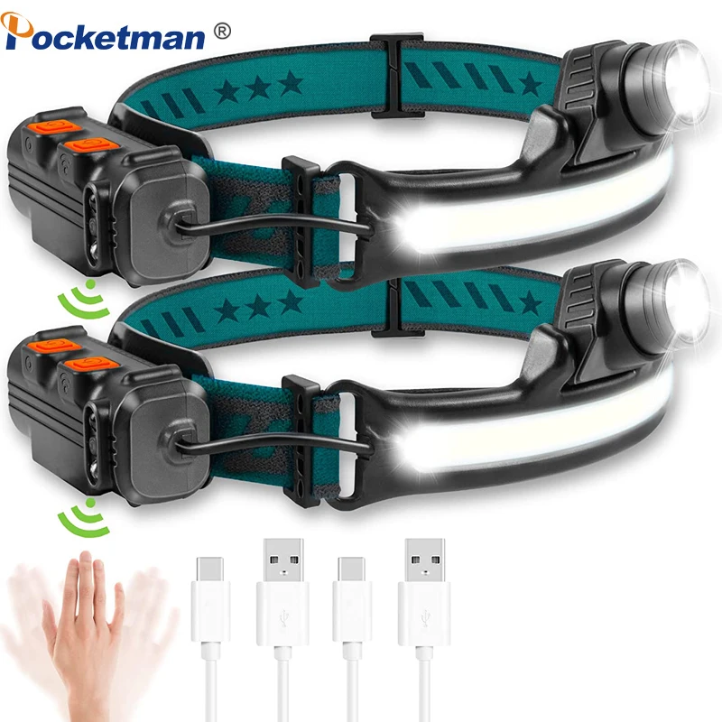 

Sensor LED Headlamp Powerful XPG+COB Headlight 2000mAh 18650 USB Head Lamp Portable Floodlight Flashlight Waterproof Lantern