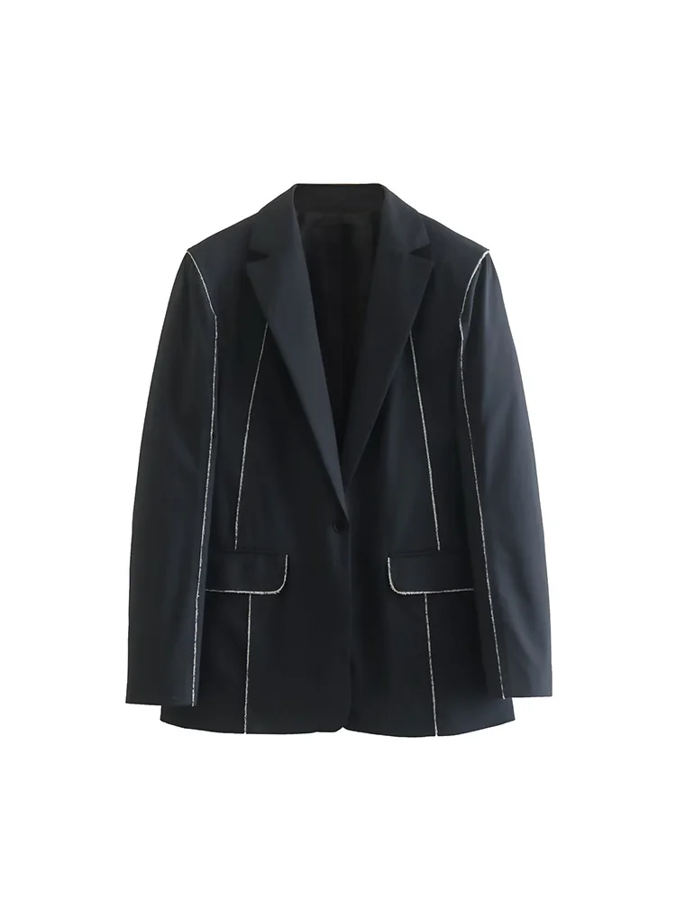 

Женский Длинный блейзер с карманами, прямой пиджак в винтажном стиле с длинным рукавом, осень 2022