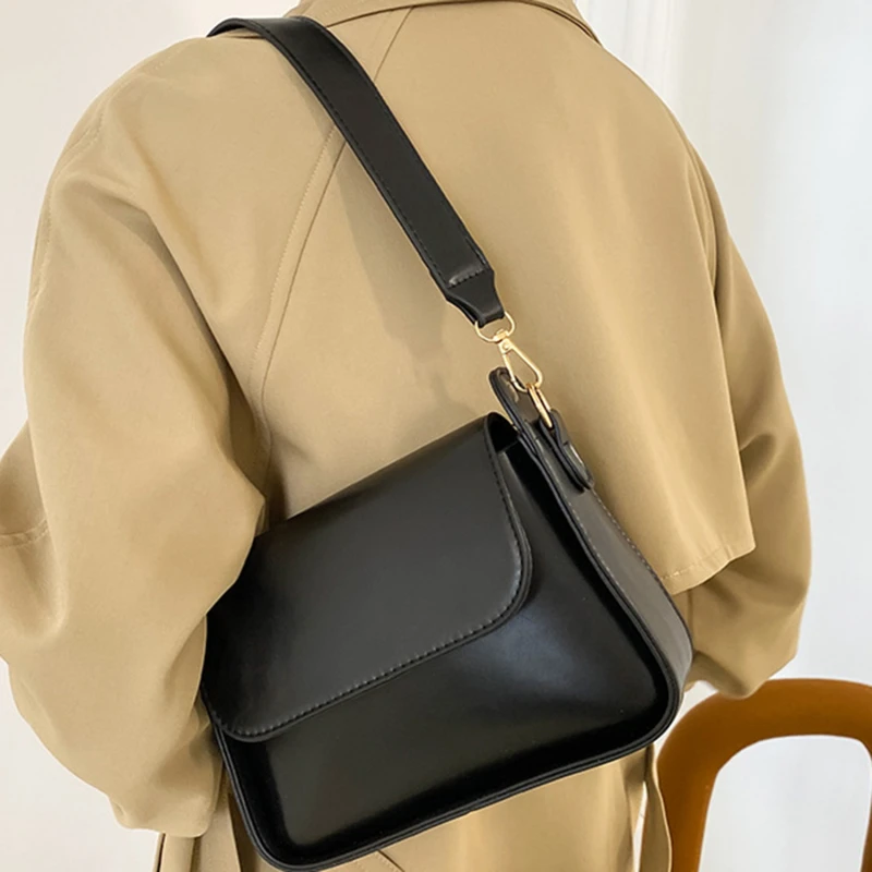 

Шикарные простые маленькие сумки на плечо с клапаном для женщин, однотонная сумка из искусственной кожи, клатч, Женский кошелек через плечо, сумка-мессенджер