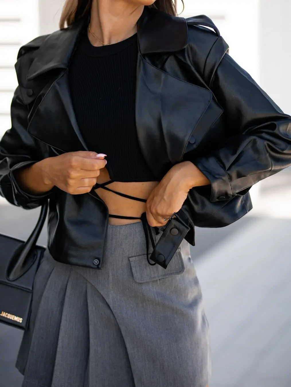 American Women's Top Coat Autumn PU Casual Leather Jacket Loose Long Sleeve Coat Women's Leather Coat Short Loose Top