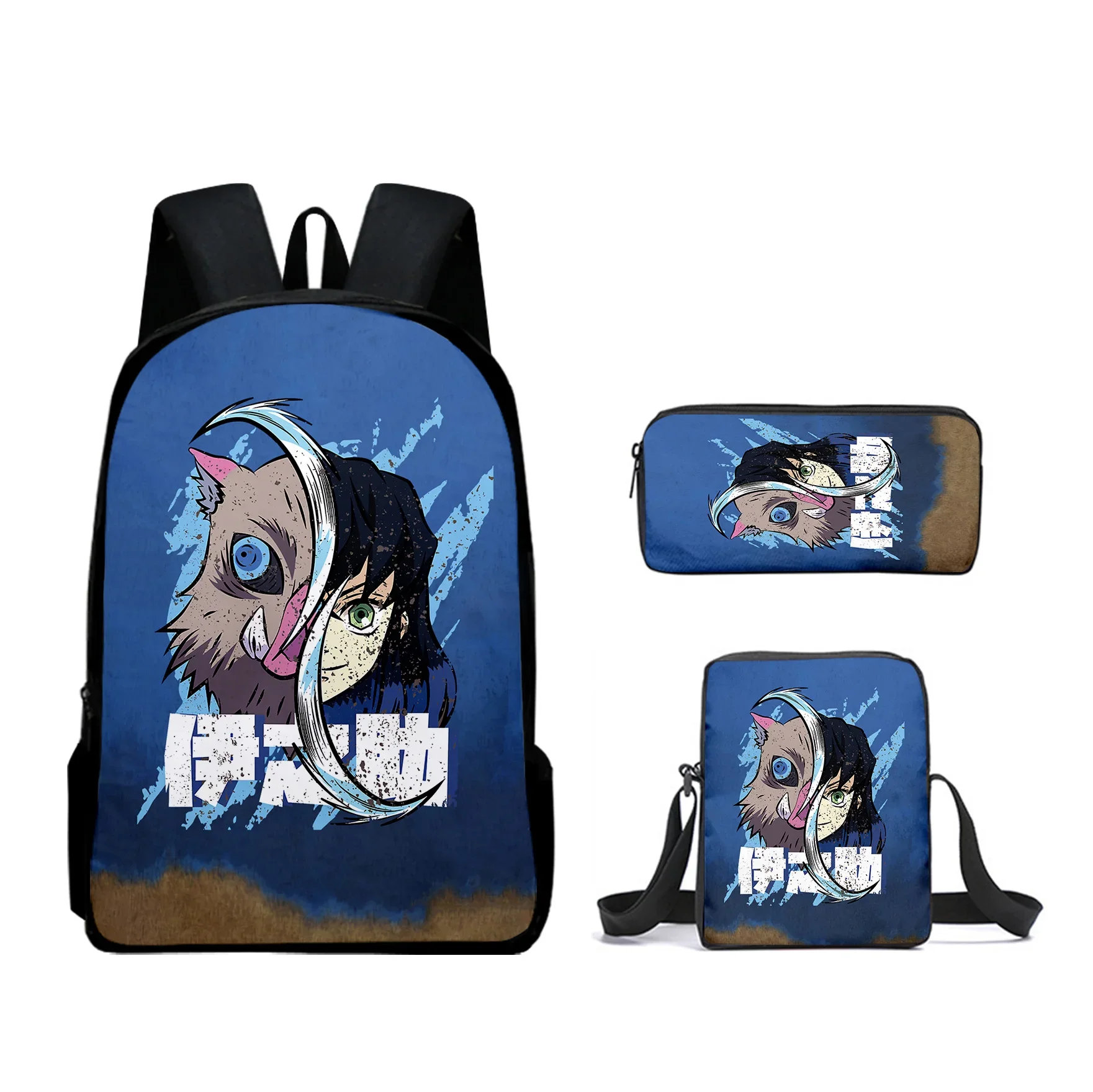 

3D Demon Slayer Schoolbag Lunch Bag Pen Case Primary Middle School Students Boys Girls Anime Cartoon Schoolbag Laptop Backpack