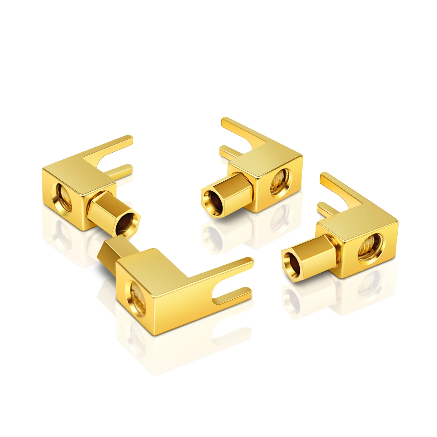 

4/8pcs SY1529 Hi-End 24K Gold Plated Repair Parts Right Angle Speaker Cable Spade Plug Hifi Audio Speaker Cable Connector Plug