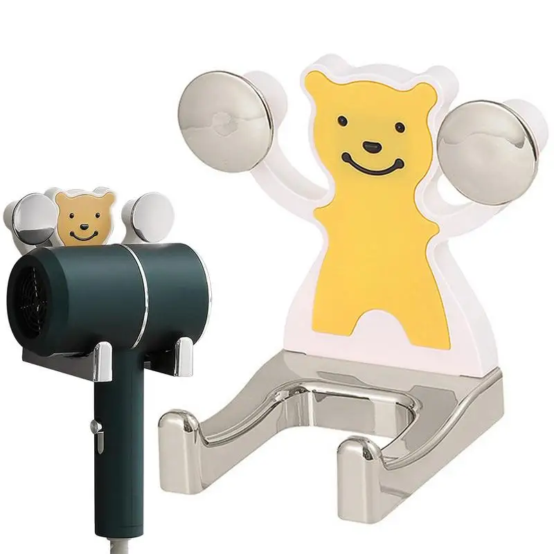 

Hair Dryer Holder Cute Bear Wall Dryer Cradle Straightener Stand Hairdryer Organizer Storage Box Toilet Blower Holder