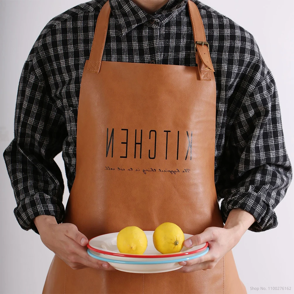 

Kitchen Leather Apron Household Kitchen Cooking Waterproof Oilproof Apron Kitchen Restaurant Cooking Bib Aprons Home Accessories