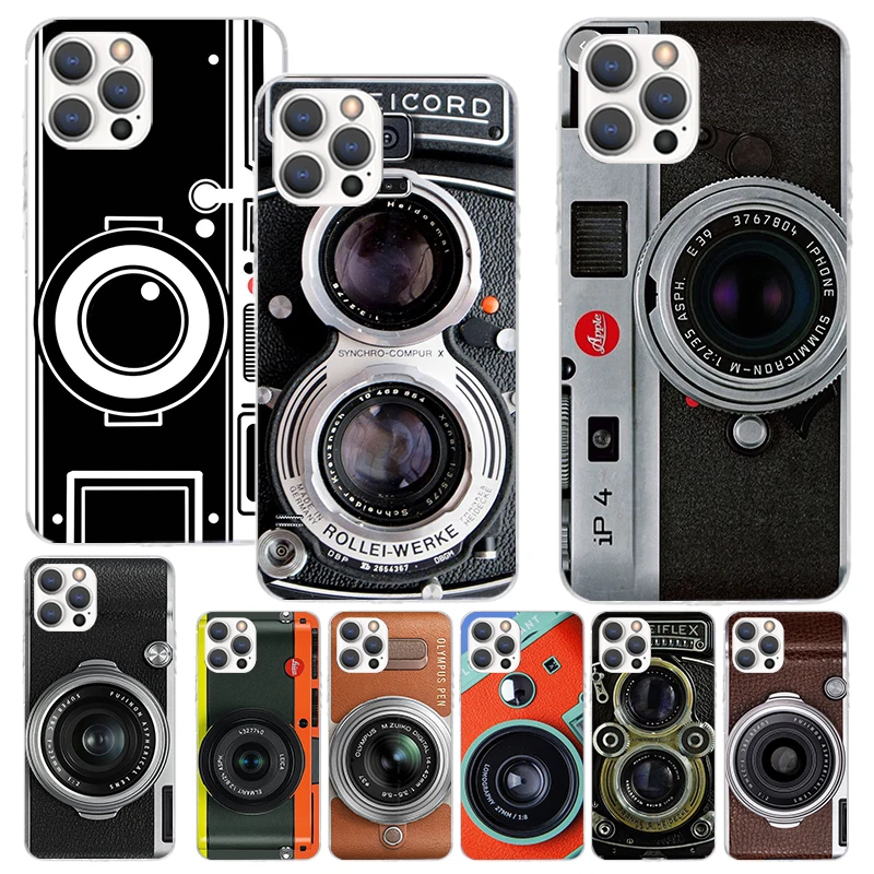 Модный классический мягкий чехол с принтом объектива камеры для iPhone 16 15 14 13 12 11 Pro