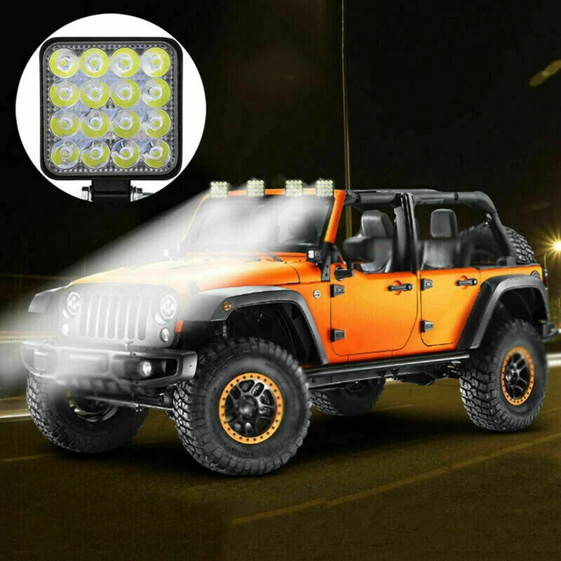 

1Pcs 48W LED Square Bright Spotlight Work Light Car SUV Truck Driving Fog Lamp For Repairing Camping Off Road Flood Spot Lamp