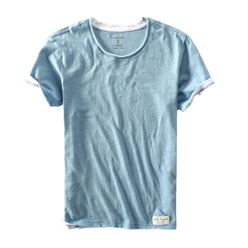 

Футболка мужская с круглым вырезом, модная тенниска из искусственного бамбукового хлопка, Повседневная тонкая майка с короткими рукавами, ...