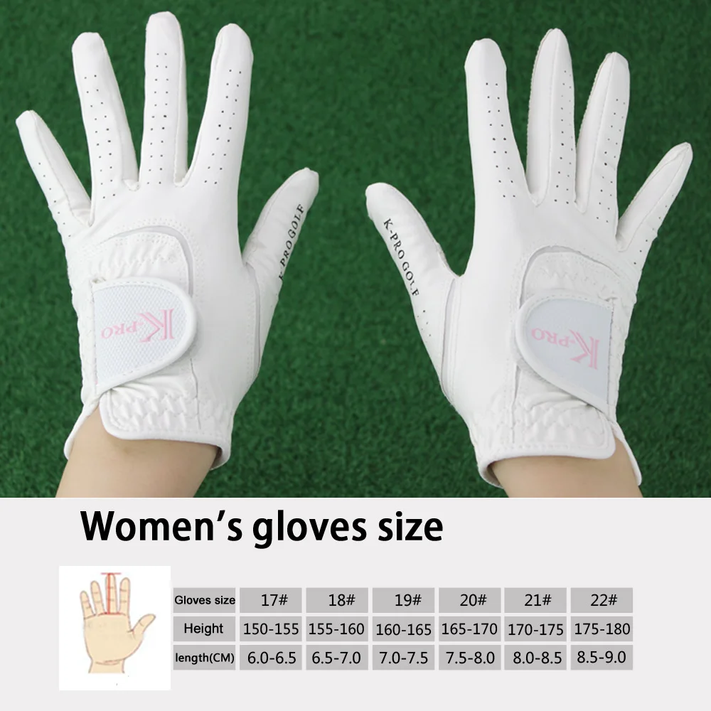 1Pair Golf Gloves for Women Pink Soft Fiber Breathable Non-slip Left&Right Hand Wear-resistant Sunscreen Fashion Sports Gloves