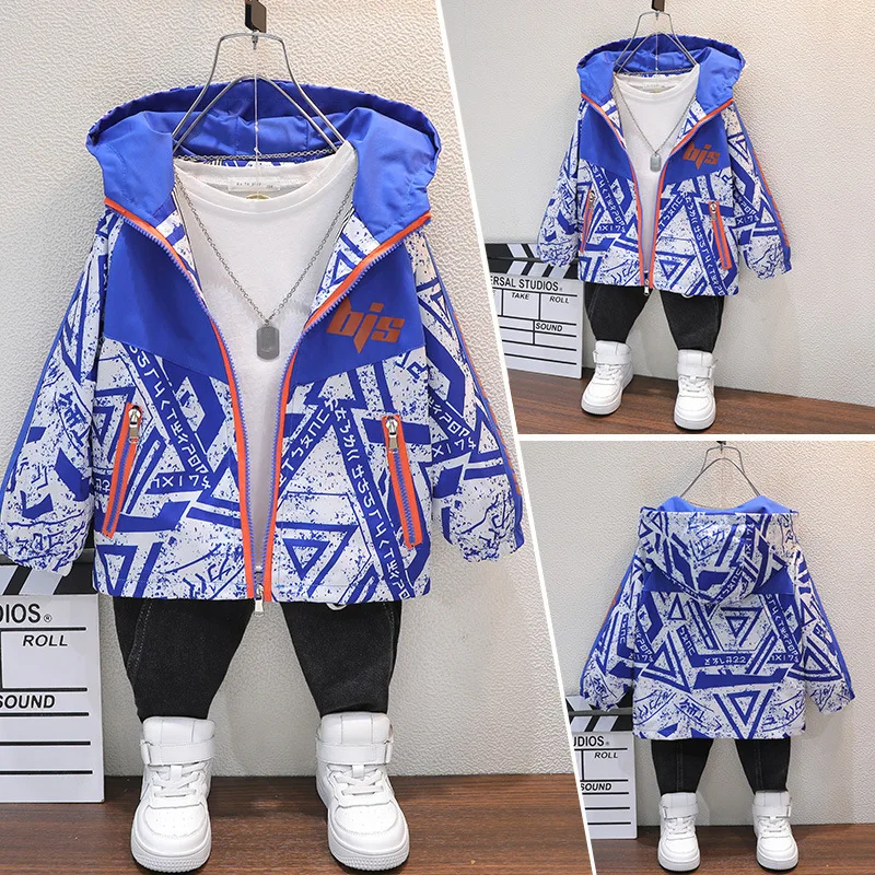 

Boys Jacket Spring Autumn 1 To 8 Year Old Children Sports Hoodies Coat Clothes For Baby Outerwear Kids Windbreaker Teens Outfits