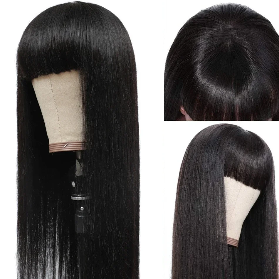 Прямые человеческие парики Dula A Hair Remy для женщин 30-дюймовый средний размер шапки