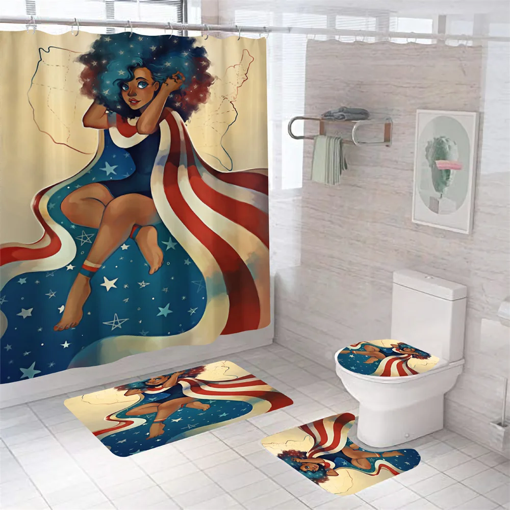 Набор для ванной из 4 предметов водонепроницаемые занавески душа в африканском