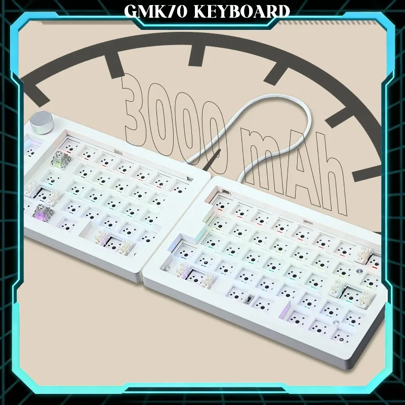 Фото Механическая клавиатура GMK70 Split Ergonomic, 70% форм-фактор, Gasket Mount, с возможностью горячей замены, программируемая QMK/VIA, с мягким звуком, кастомная клавиатура №1