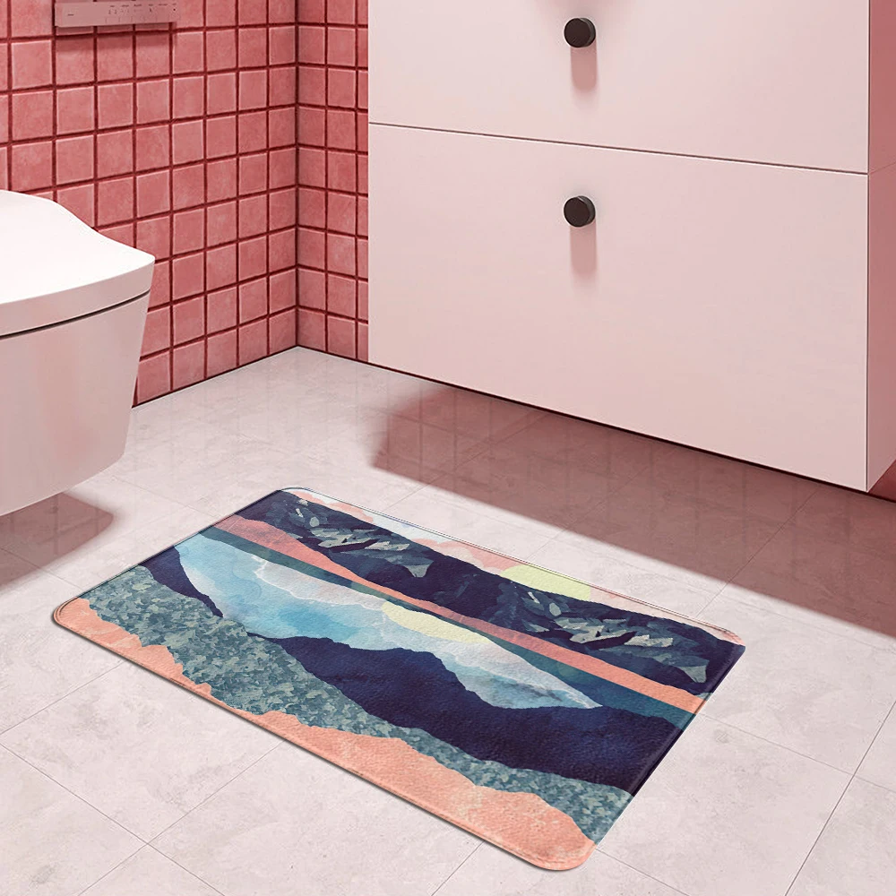Синее озеро водяной коврик с цветами Придверный кухонный ковер для входной двери