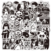 3050100pcs black and white tide brand cartoon graffiti stickers suitcase car motorcycle decorative stickers waterproof