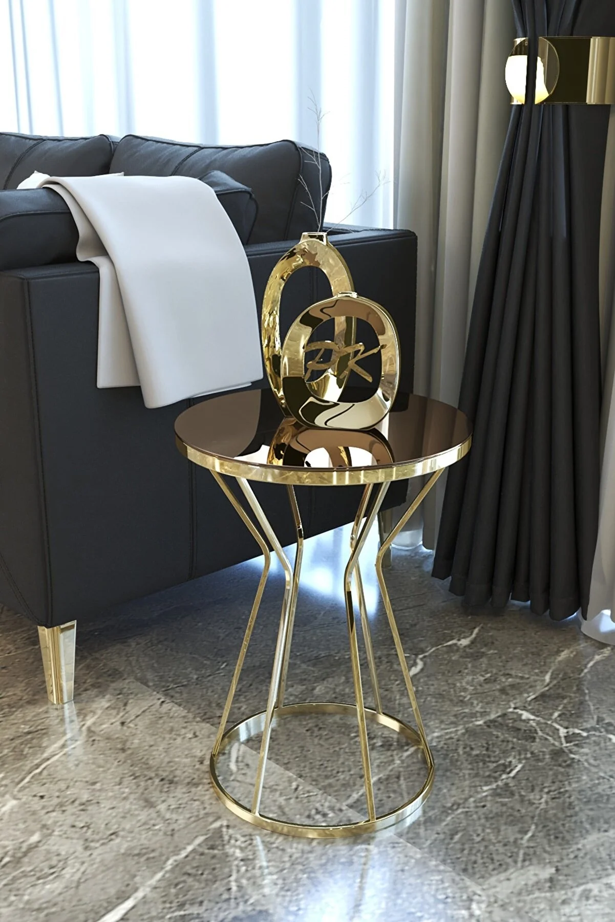 

Gold Metal Coffee Table Single Glass Scandinavian Coffee Table Nightstand Tea Coffee Service Table Round Living Room Modern