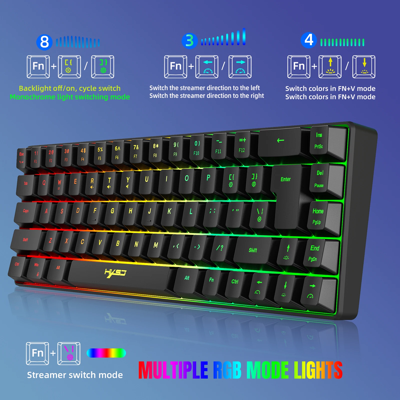 Проводная игровая клавиатура V200 K68 RGB Streamer 19-клавишная механическая с