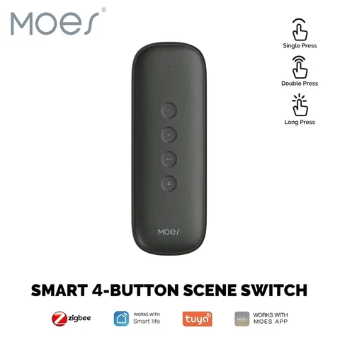 MOES Tuya ZigBee 3.0 Умный переключатель сцен 4 кнопки
