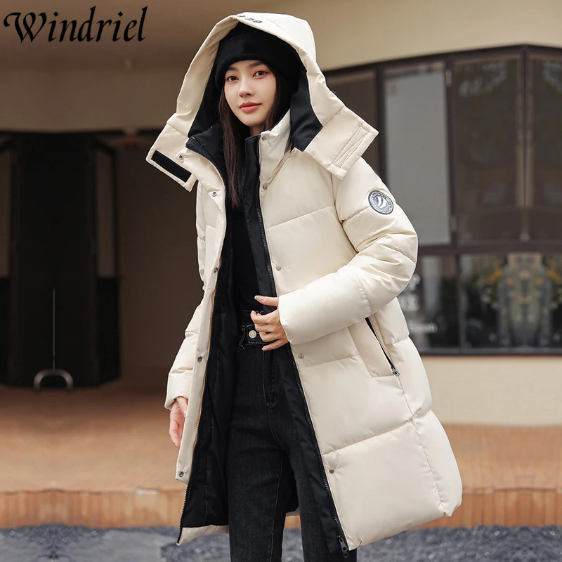 

Парка зимняя женская с капюшоном, длинные пальто, свободная модная одежда для снега, новинка 2023, куртки, верхняя одежда для улицы, Casaco Windriel