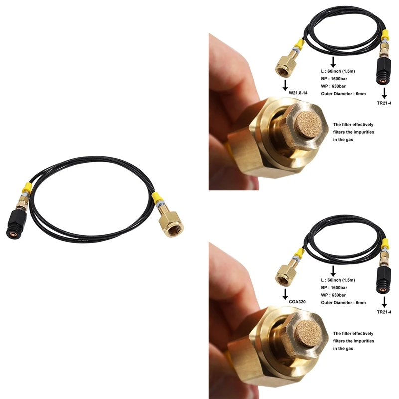 

Soda Stream CO2 Tank Cartridges CGA320 Adapter Hose Direct Connect to Soda Stream Make Machine