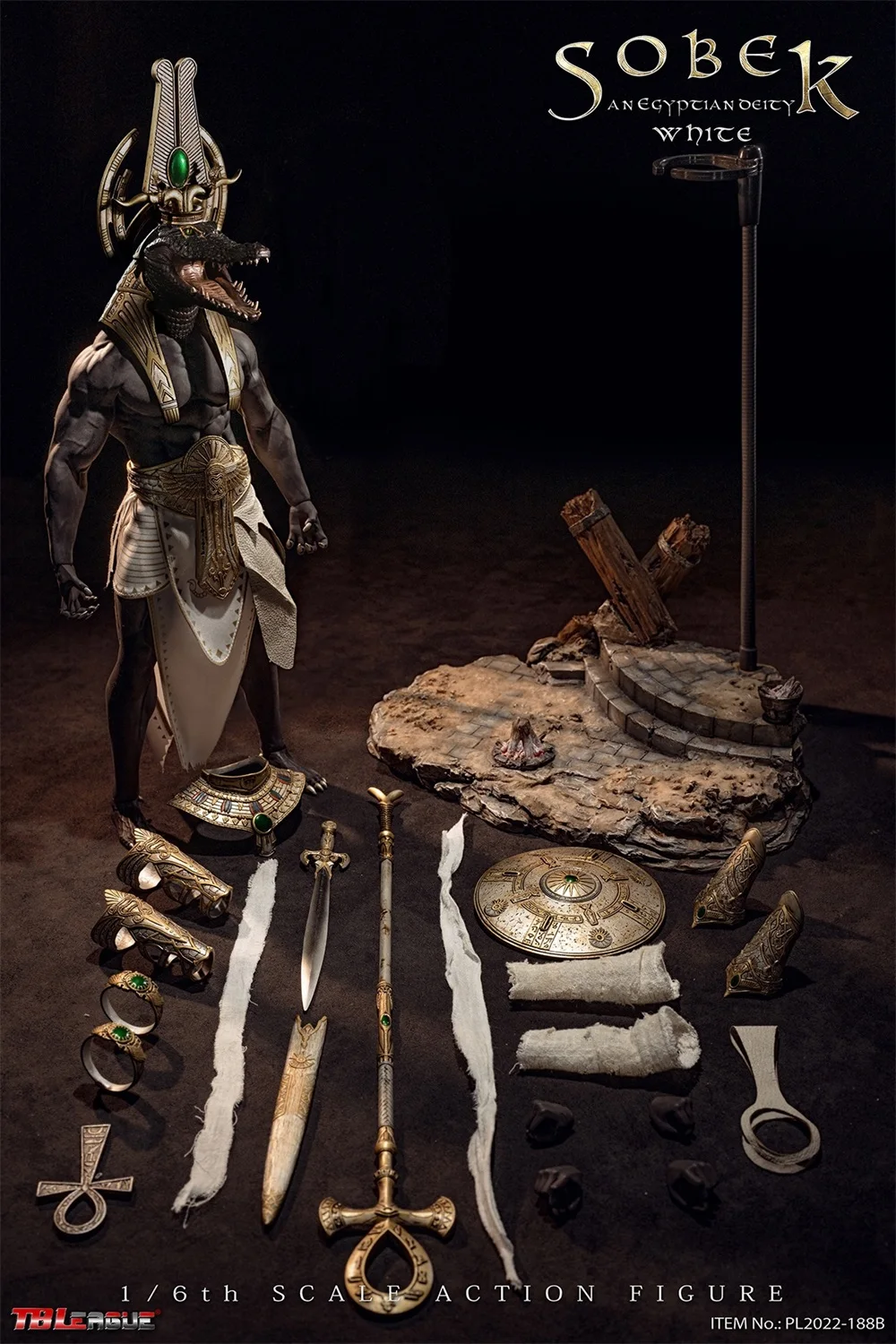 

1/6 TBLeague PL2022-188A PL2022-188B Vintage Ancient Egyptian Deity Sobek Sebek Full Set Figures Black White Version For Fans