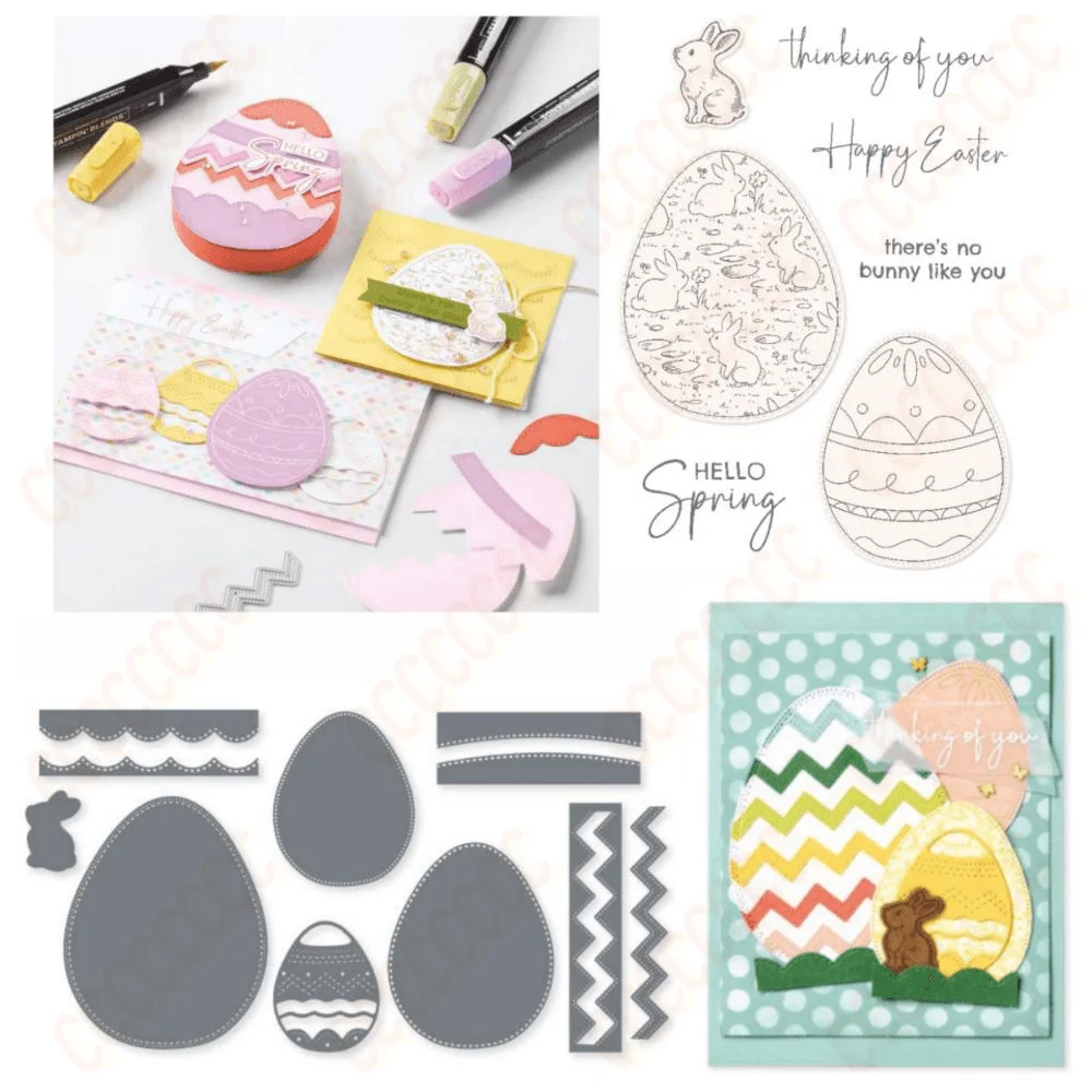 

2024 Easter Eggs New Clear Stamps Metal Cutting Dies for Decorating Scrapbook Diy Paper Gift Card Album Mould Embossing Craft