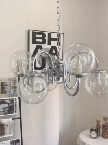 

Space age chandeliers living room simple modern bedroom Bauhaus style glass lamps