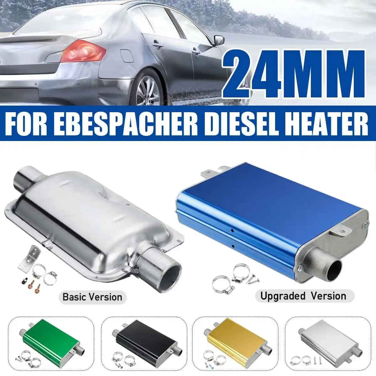 

24mm Muffler Silencer Upgraded Clamp Bracket Car Air Diesel Parking Heater Exhaust Pipe Stainless Steel For Webasto Eberspacher