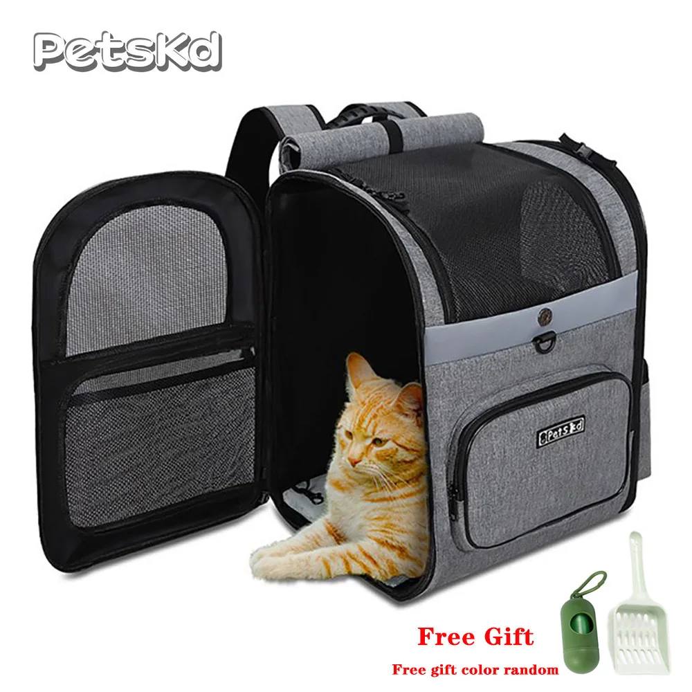 

Petskd Dog Carrier Bag Pet Double Shoulder Backpack Sturdy Frame Breathable Foldable Dog Double Doors Bag Fits 20 lbs Pets