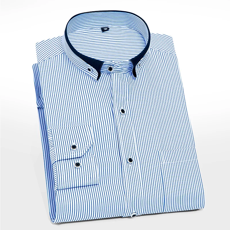 Мужская Однотонная рубашка с воротником-стойкой и длинным рукавом |