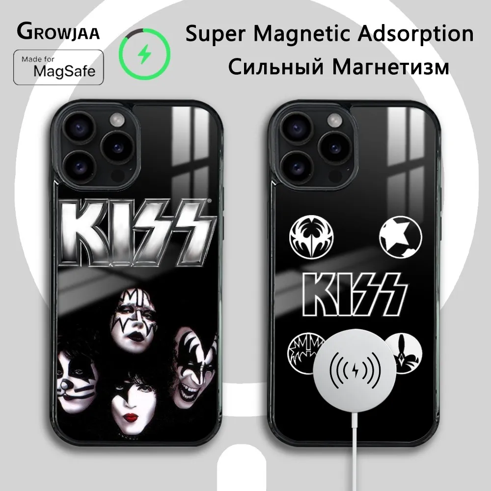 Sutra K-Kis-s Band Phone Case For iPhone 16 15 14 13 12 11 Pro Max Plus Mini Magsafe Mirror Wireless Magnetic Cover