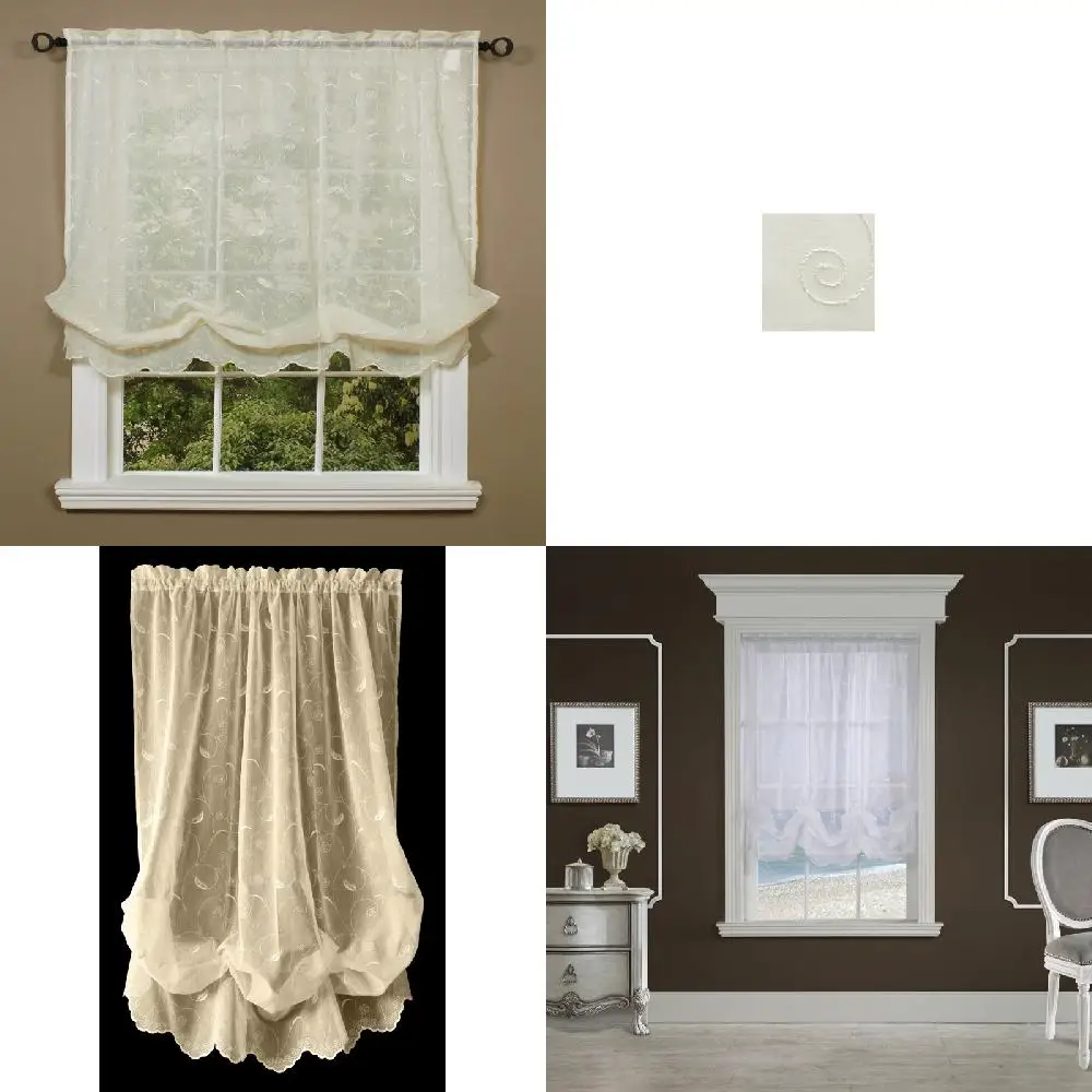 

Scroll Motif Embroidered Balloon Curtain Sheer 54