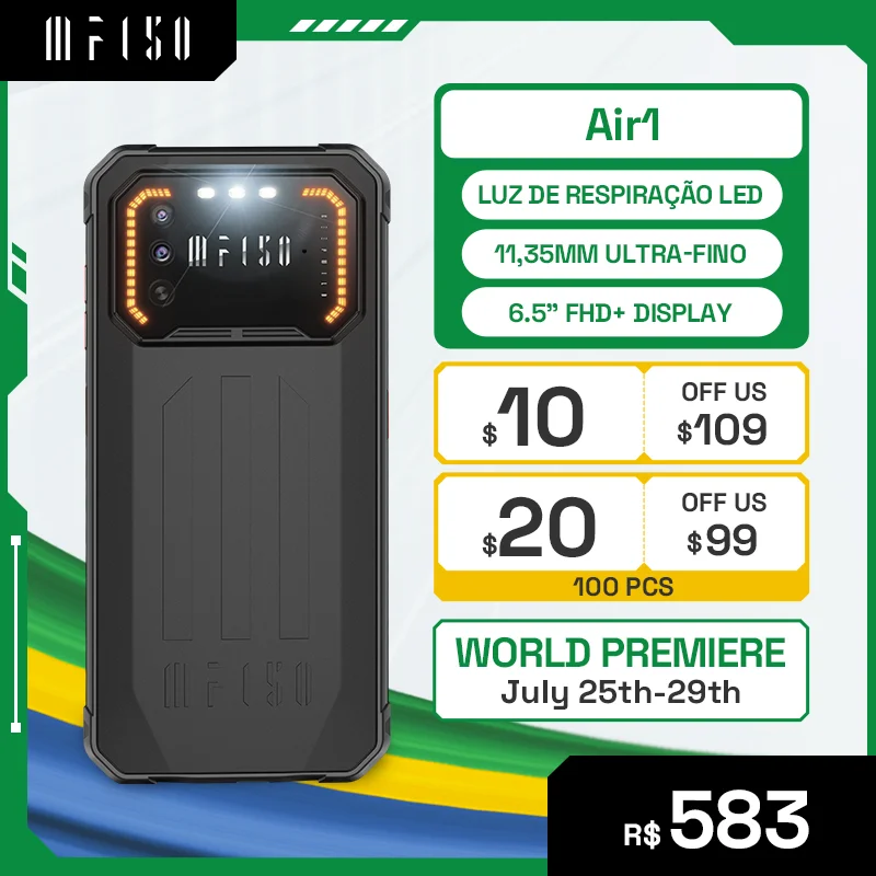 IIIF150 Air1 Rugged Smartphone 6.5 FHD+ Display 5000mAh Android 12 Mobile Phone 20MP+2MP Macro Camera Cellphone with NFC