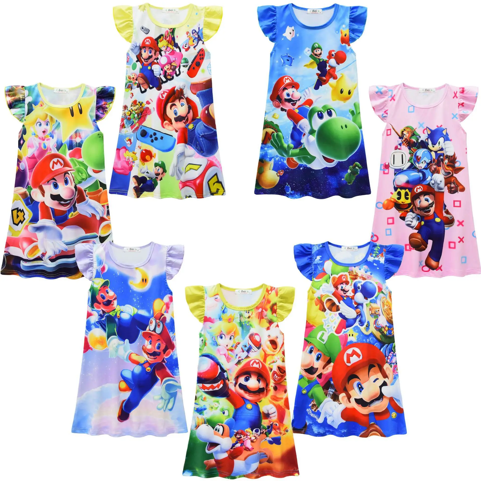 

Super Marioes Dress Girls Super Princess Peach 3D Colorful Casual Clothing for Little Girls Boutique Birthday and Playwear