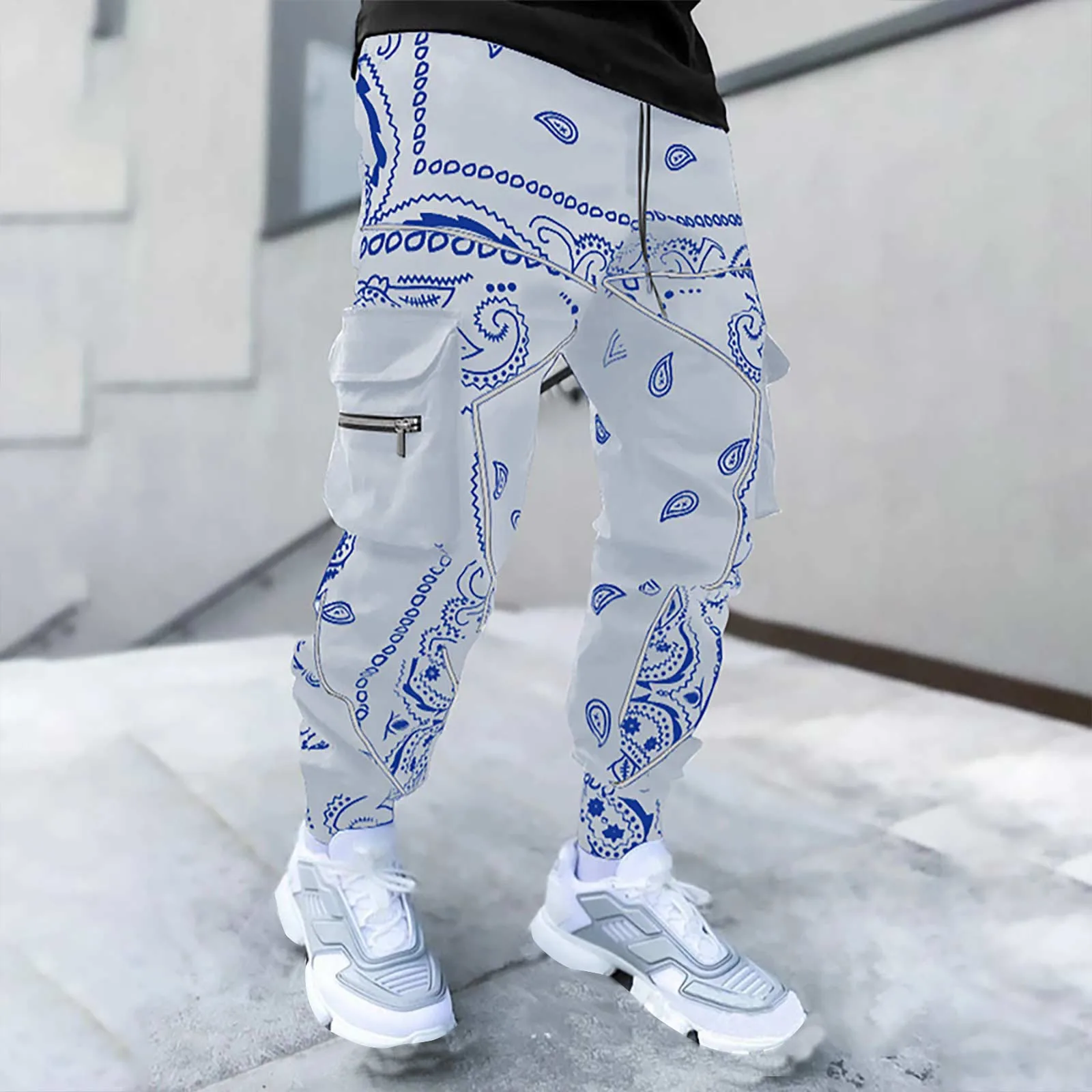 Мужские брюки-султанки с принтом кешью свободные брюки-карго разных цветов на