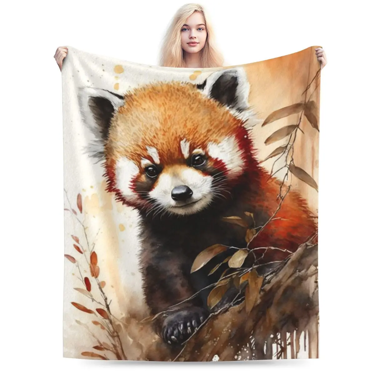 

Watercolor Animal Raccoon Stay Warm And Stylish On Your Journeys Windproof Anti-Pilling Skin-Friendly And Travel-Ready Blanket