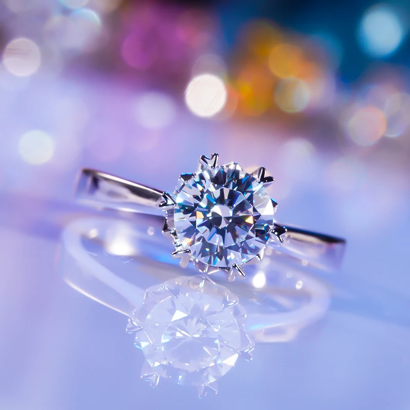 

Кольцо QINHUAN с прямой ручкой женское, бриллиантовое кольцо с муассанитом D цвета 1 карат, микро-набор, 6 Зубцов, простое обручальное кольцо