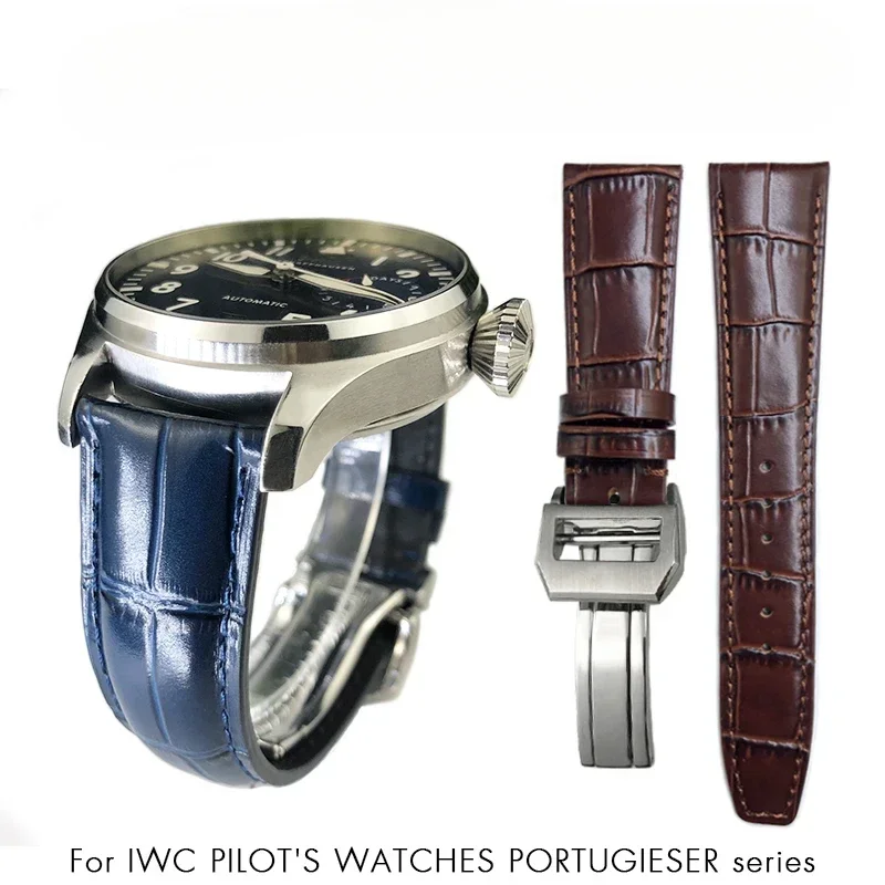 Ремешок для часов из натуральной кожи 20 мм 21 22 IWC Portugieser Pilot Portofino коричневый черный