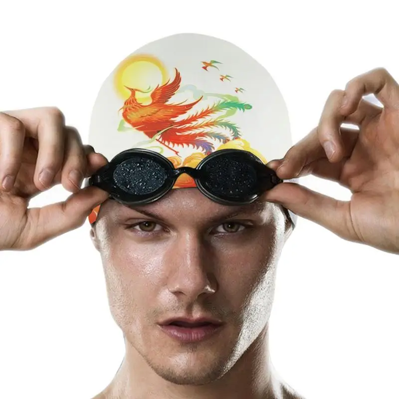 

Waterproof Swimming Caps Unisex Silicone Swim Caps For Adults Chinese Printing Wrinkles-Free Non-Slip Swim Caps For Training