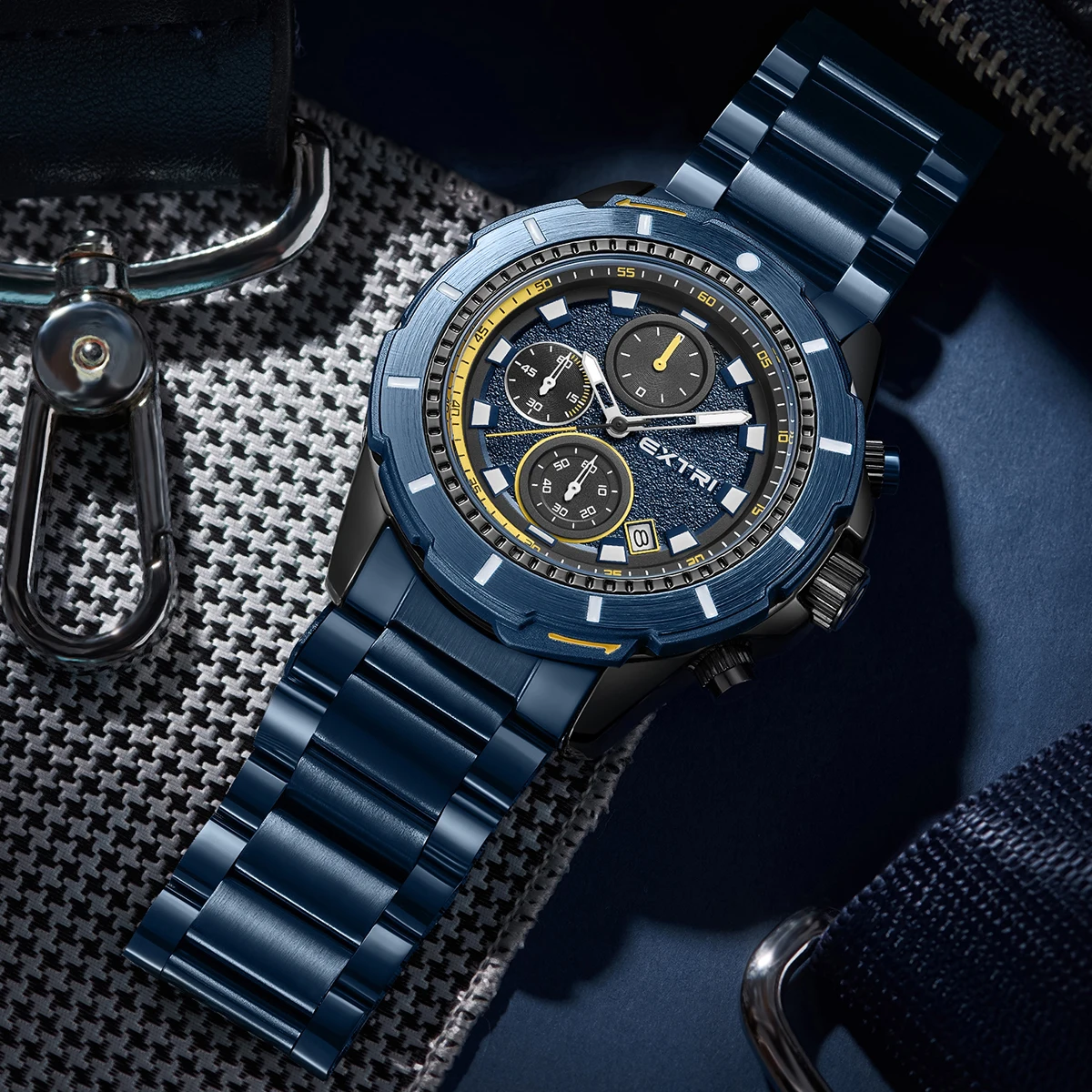 Часы наручные Extri с браслетом из нержавеющей стали водонепроницаемые
