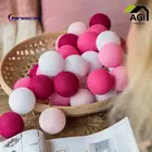 Гирлянда с хлопковыми шариками розового цвета, Сказочная гирлянда для вечерние НКИ, свадьбы, дома, сада, романтический декор, на батарейках, с разъемом USB